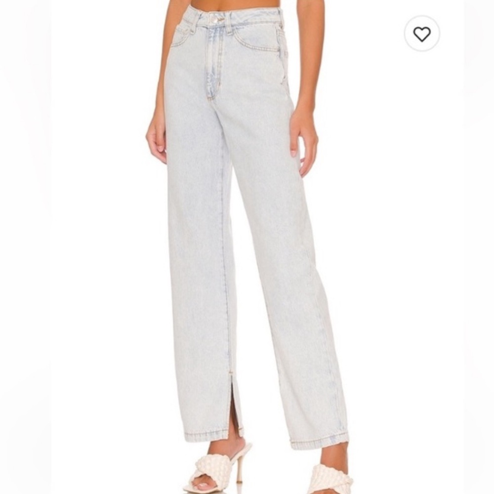 WeWoreWhat Mom Indigo Comfort Slit Straight Leg Jean